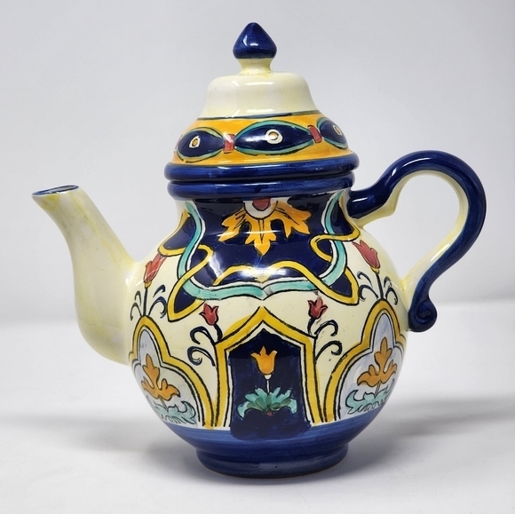 Vintage Maxcera Turg‎ Blue Moroccan Teapot With Lid - Picture 1 of 10